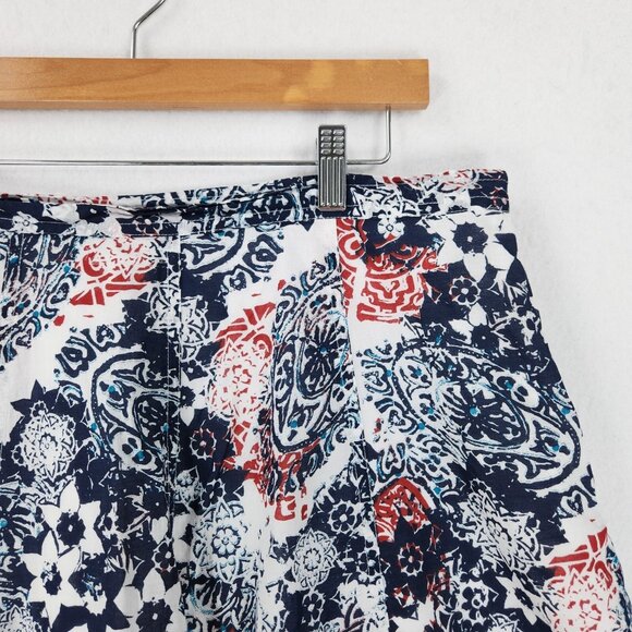 Chicos Skirt Womens 3 Blue White XL A Line Knee Length Flowy Cotton Printed - Picture 2 of 10